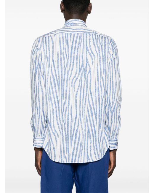 Paul Smith Blue Striped Organic Cotton Shirt for men