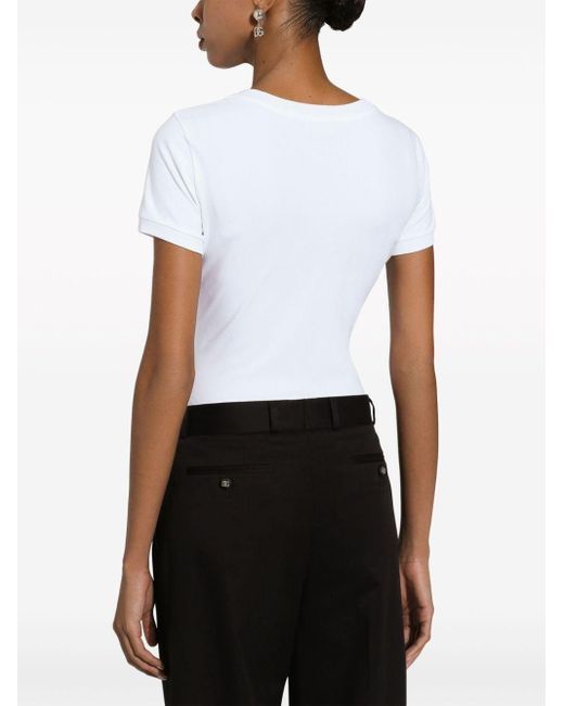 Camiseta de punto con logotipo DG Dolce & Gabbana de color White