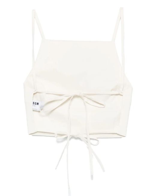 MSGM White Floral-Appliqué Top