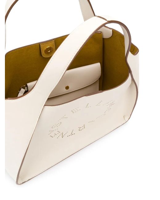 Stella McCartney Natural Stella Logo Crossbody Tote Bag