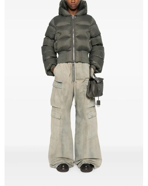 Rick Owens Green Hooded Puffer Jacket