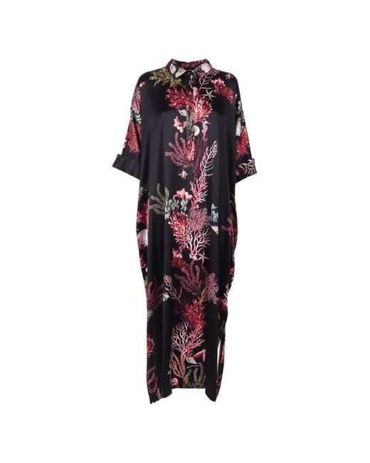 Shirtaporter Red Floral-Print Caftan Dress