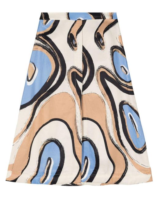 MEHTAP ELAIDI Blue Nazar Abstract-print A-line Skirt