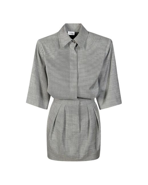 ANDAMANE Gray Axel Padded-Shoulder Mini Dress