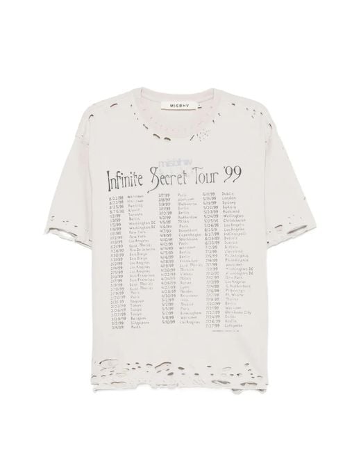 M I S B H V White Tour 99 Distressed Print-Detail T-Shirt