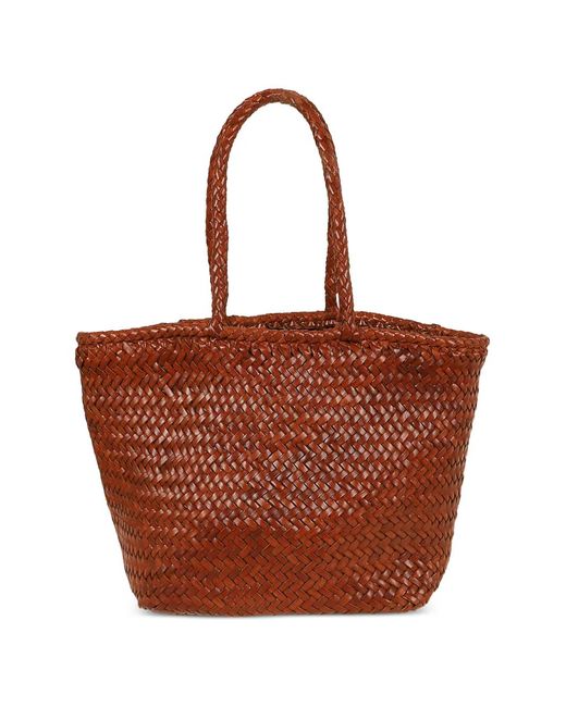 Dragon Diffusion Brown Small Grace Basket Leather Tote Bag
