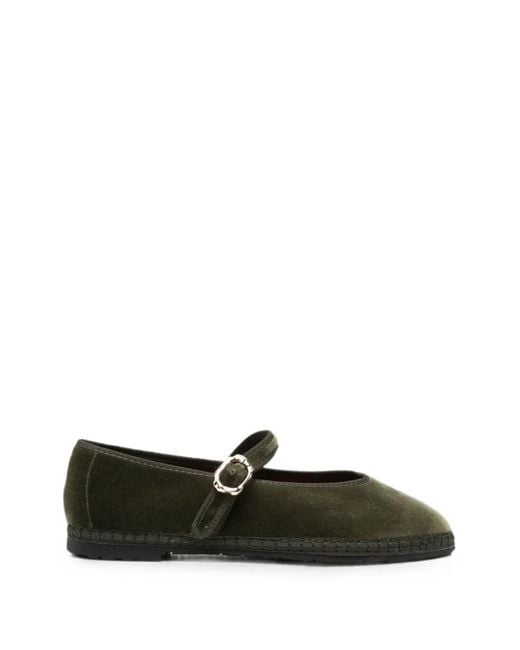 Flabelus Green Pierre Velvet Ballet Flats