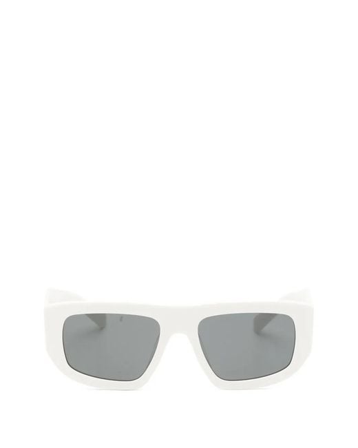 Prada White Symbole Rectangle-Frame Sunglasses