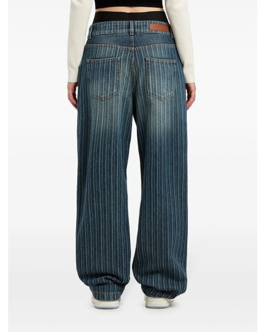 Palm Angels Blue Pinstriped Jeans