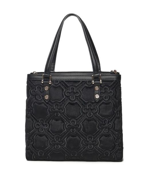 V73 Black Cate Floral-Pattern Tote Bag