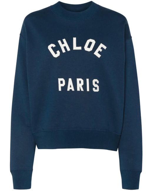 Chloé Blue Logo Cotton Sweatshirt