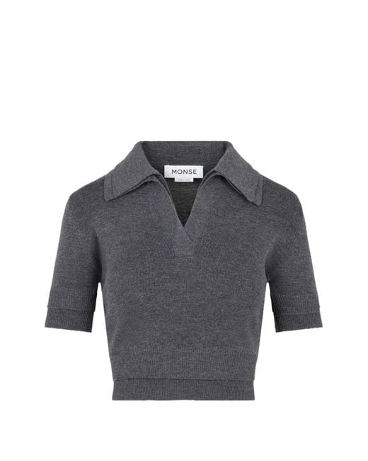 Monse Gray Polo-Collar Layered T-Shirt
