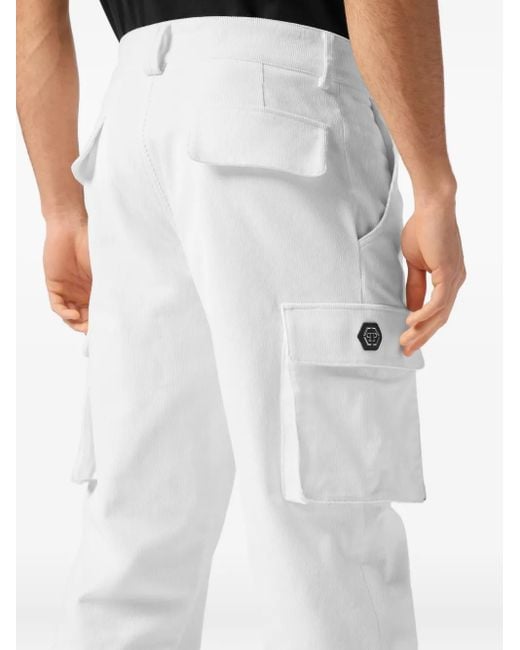 Philipp Plein White Cargo Trousers for men