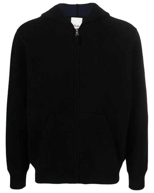 Allude Black Classic-Hood Zip-Up Jumper for men