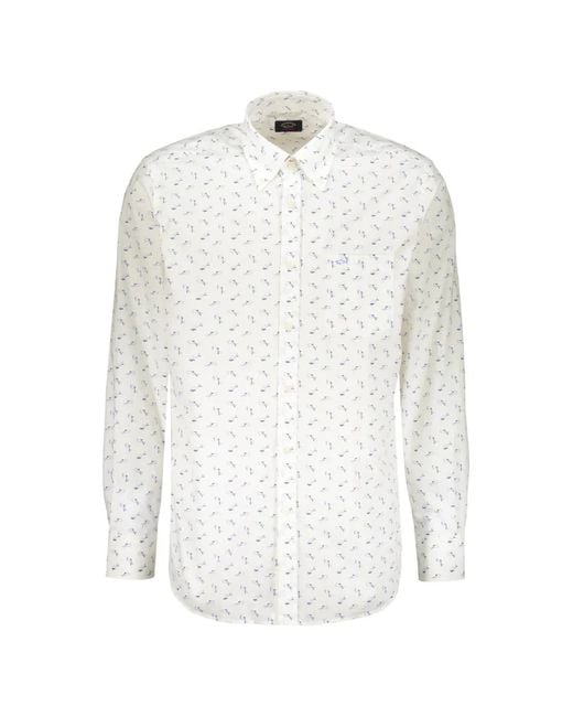 Paul & Shark White Chemise Ajustée À Détails De Pompons for men