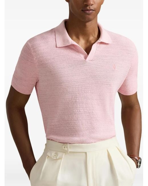 Polo Ralph Lauren Pink Rib-Knit Johnny Collar Polo for men