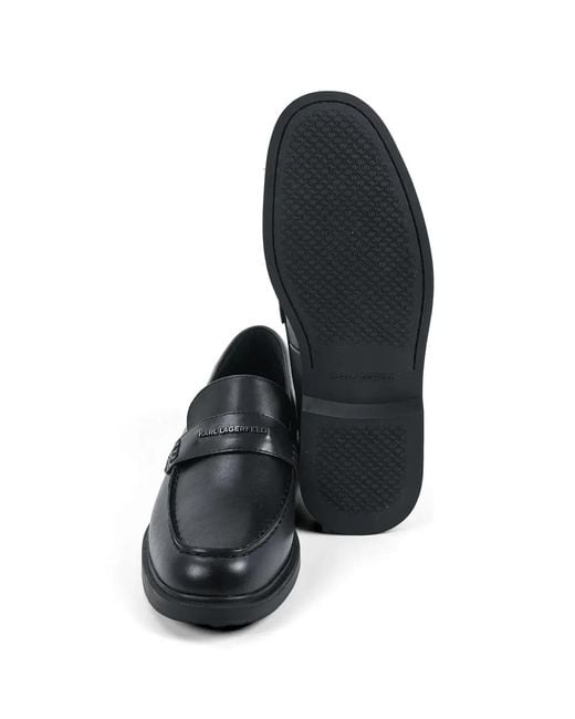 Karl Lagerfeld Black Strap Loafers for men