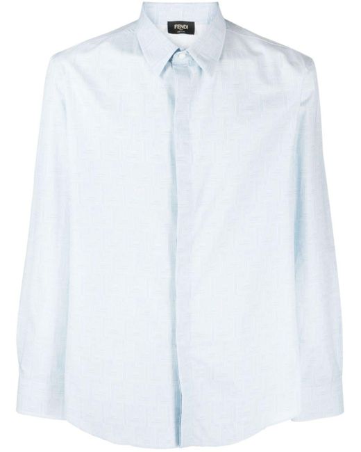 Fendi White Ff-motif Cotton Shirt for men