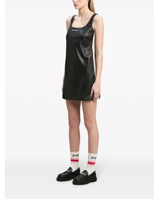 Palm Angels Black Leather Effect Track Dress