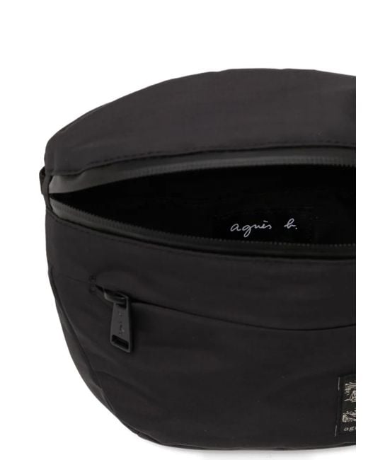 Agnes B. Black Logo-Patch Messenger Bag for men