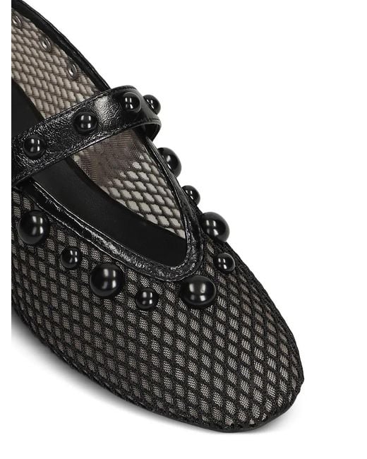 Bibi Lou Black Carinna Stud-Embellished Mesh Ballet Flats
