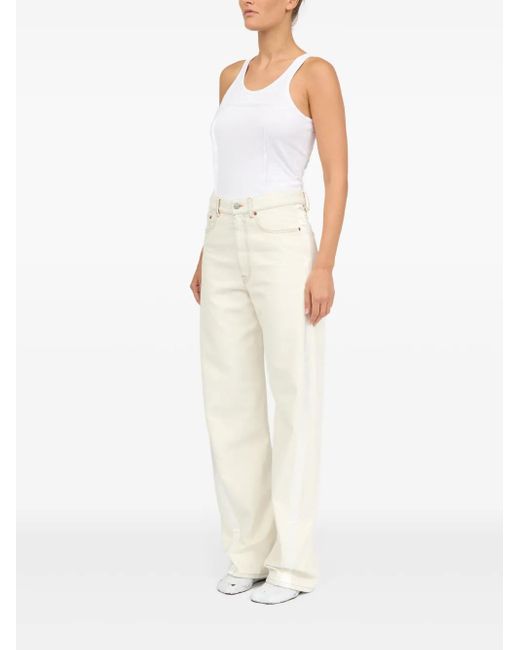MM6 by Maison Margiela White High-Waisted Jeans With Subtle Sheen
