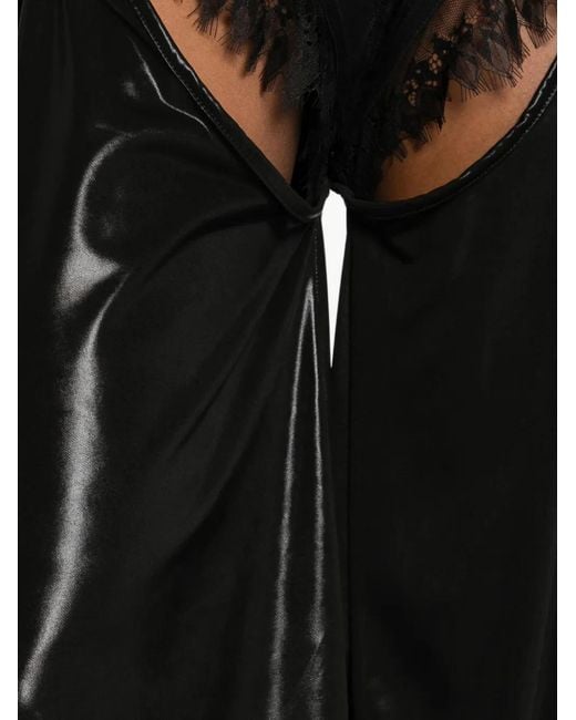 MITILIANE COUTURE Black Panelled Lace-Detail Drop-Crotch Trousers