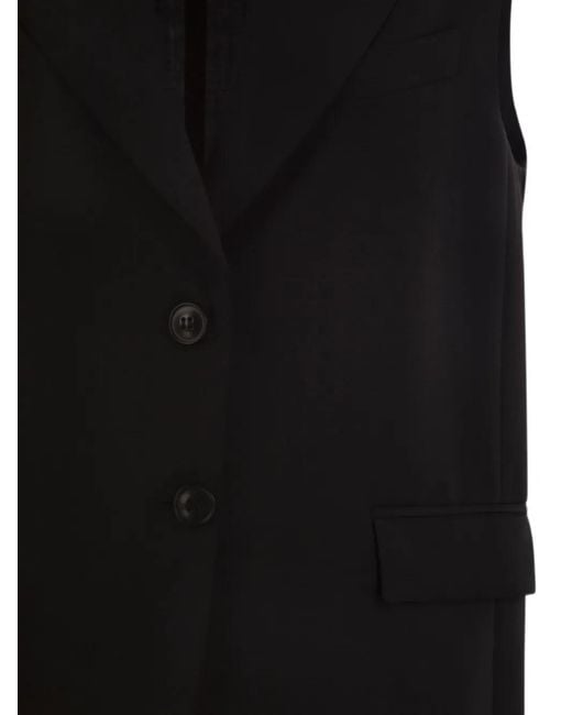 Max Mara Black Sleeveless Wool Jacket