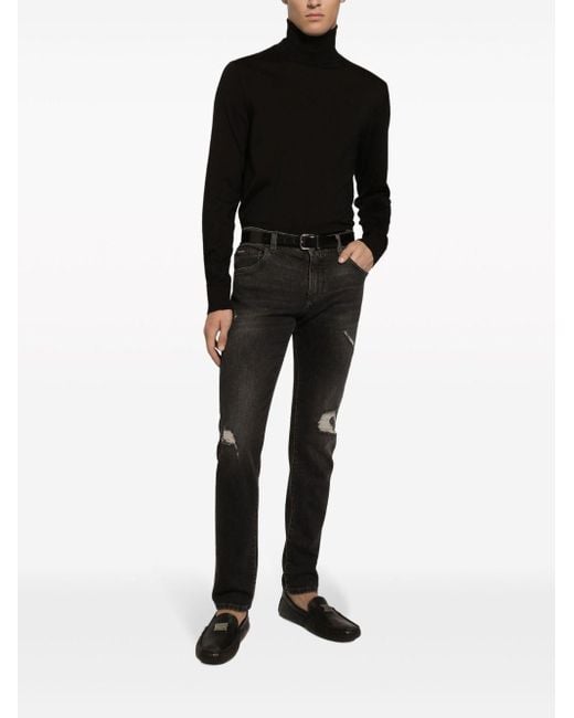 Dolce & Gabbana Gerafelde Jeans in het Black voor heren