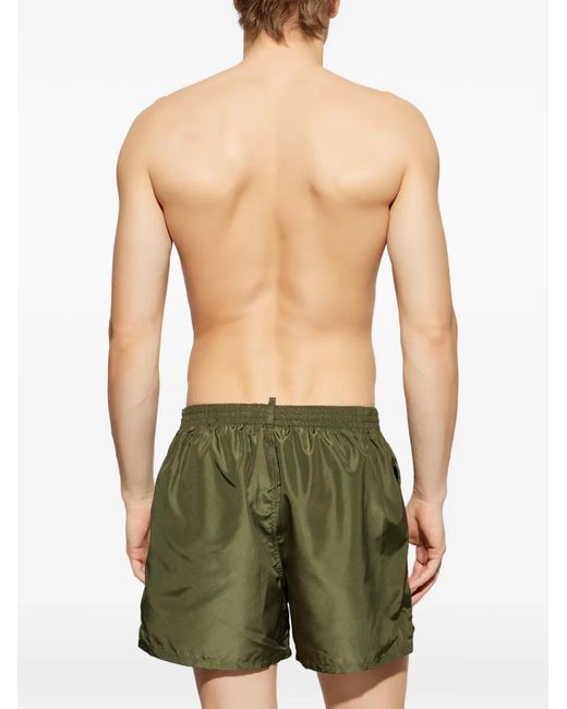 DSquared² Green Logo Midi Swim Shorts for men