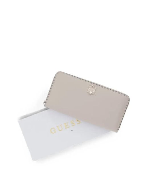 Guess Gray Logo-Plaque Zip-Around Wallet
