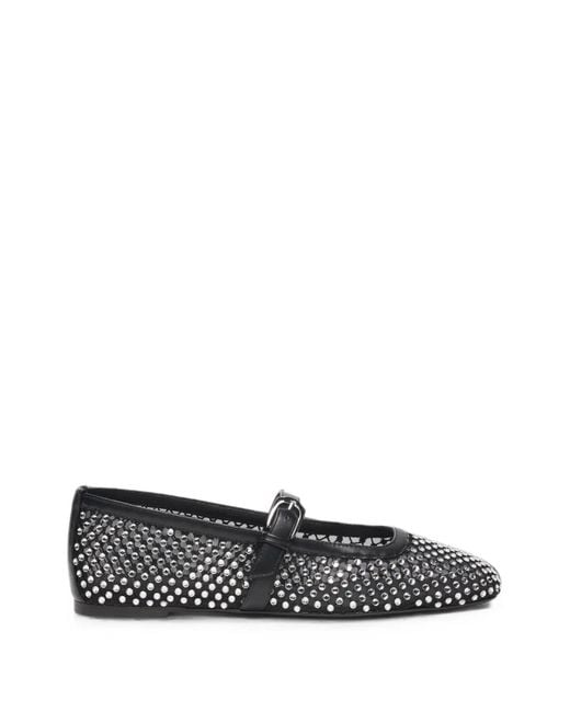 Stuart Weitzman White Crystal-Embellished Mesh Ballet Flats