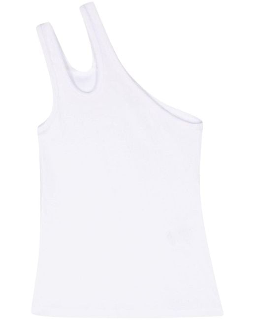 Remain White One-shoulder Jersey Tank Top
