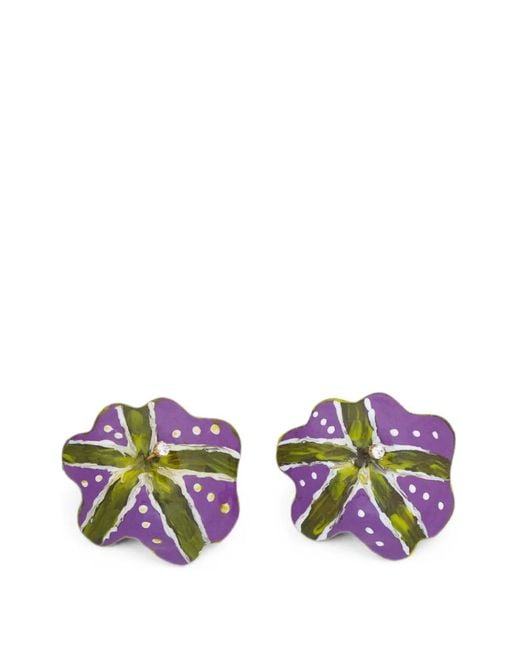 Marni White Flower-Shape Earrings for men