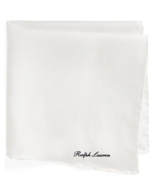 Ralph Lauren White Silk Pocket Square for men