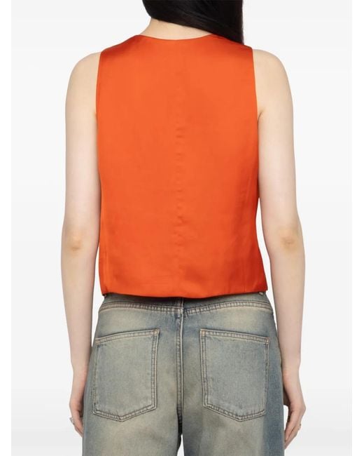 Zadig & Voltaire Orange Emaux Satin Vest