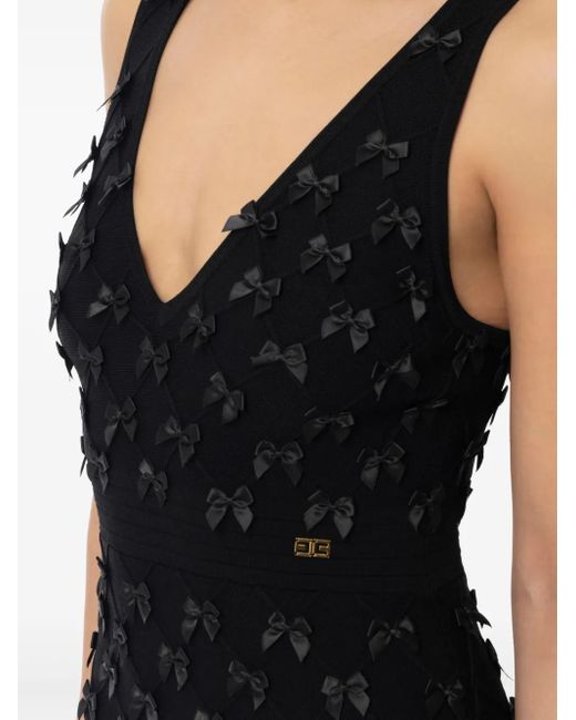Elisabetta Franchi Black Bow-Detailing Midi Dress