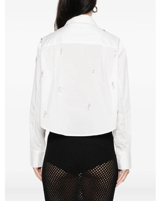 Jonathan Simkhai White Renata Embellished Button-Down Shirt