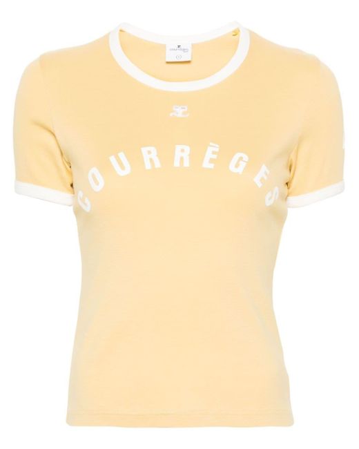 Courreges Yellow Logo-print Cotton T-shirt