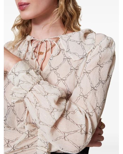 Twinset Natural Bluse mit grafischem Print
