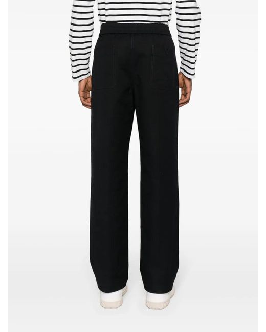 Valentino Garavani Black Raised-Seam Straight-Leg Trousers for men