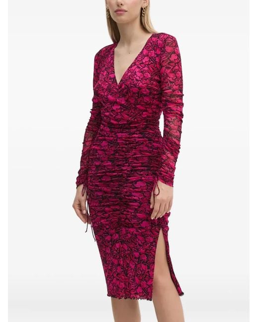 Diane von Furstenberg Red Midikleid mit Blumenmuster