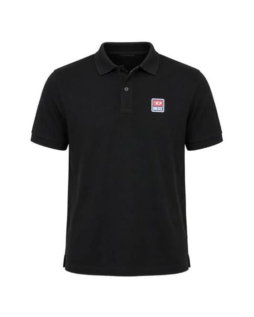 DIESEL Black Polo Smith À Patch Logo for men