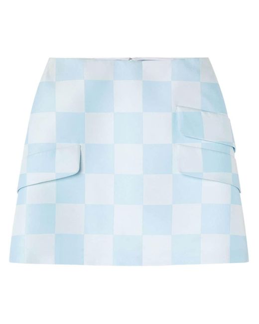 Versace Blue Check-pattern Mini Skirt