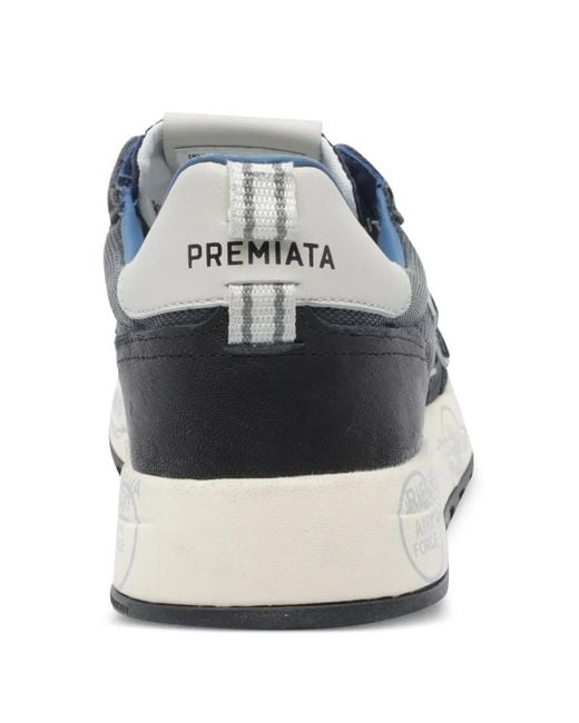 Premiata Blue Nous Lace-Up Suede Sneakers for men