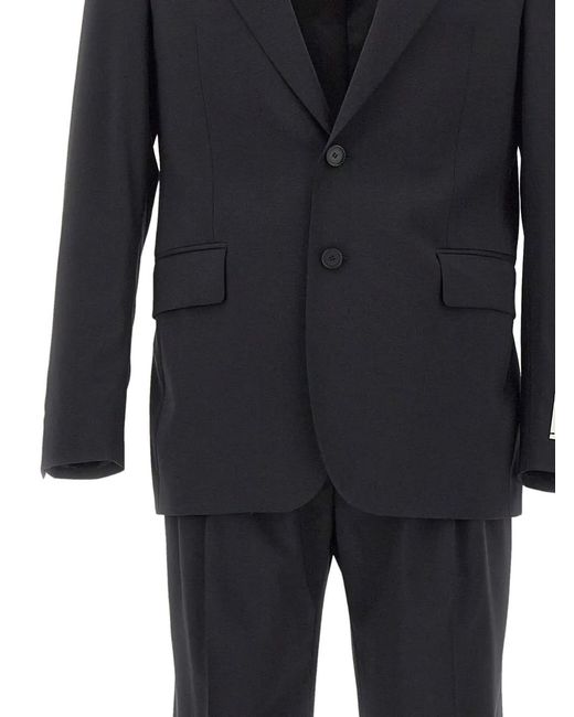 Manuel Ritz Black Flap-Pockets Two-Button Suit for men