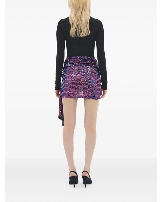 Area Blue Sequin-Embellished Wrapped Skirt