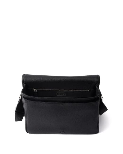 Prada Black Structured Messenger Bag for men