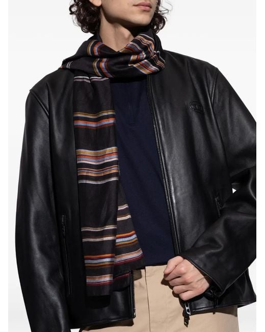 Paul Smith Black Striped Scarf for men