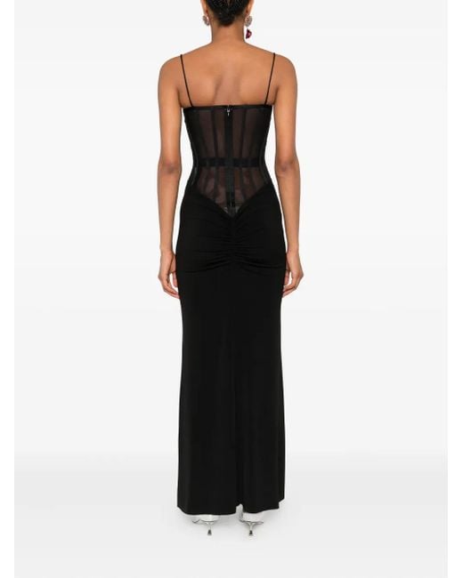 Nissa Black Maxikleid mit Sheer-Einsatz